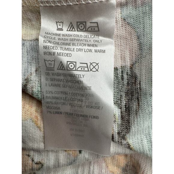 Denim Co Beach 1X Midi Dress Gold Green Floral Sleeveless Linen Blend Knit New - Picture 11 of 16